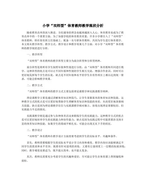 小学“双师型”体育教师教学现状分析