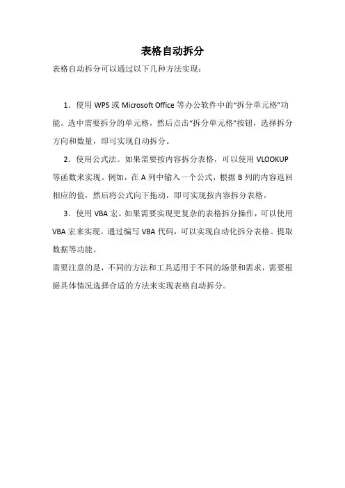 表格自动拆分