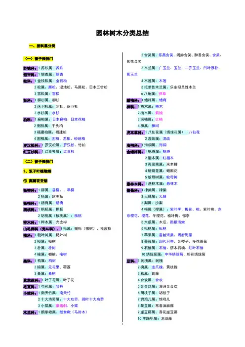 园林树木分类总结