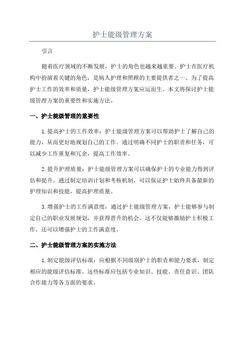护士能级管理方案