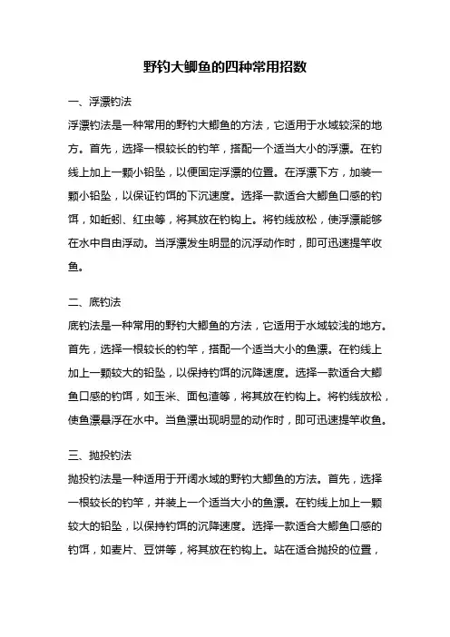 野钓大鲫鱼的四种常用招数