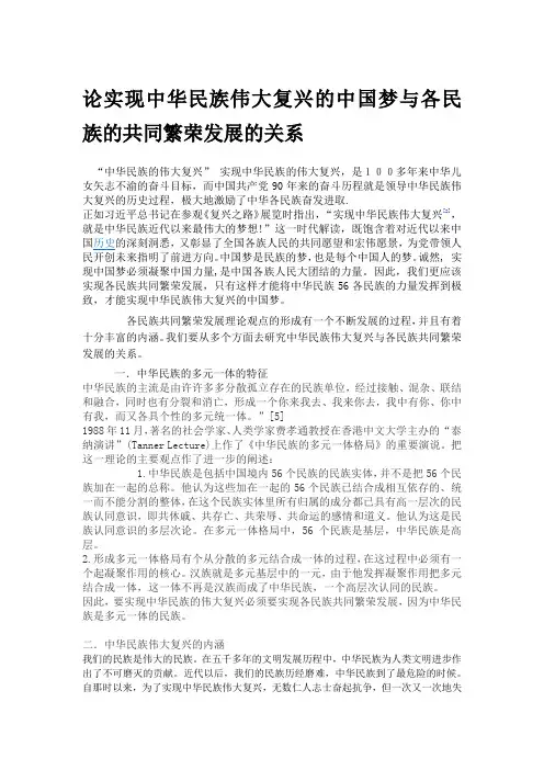 论实现中华民族伟大复兴的中国梦与各民族的共同繁荣发展的关系