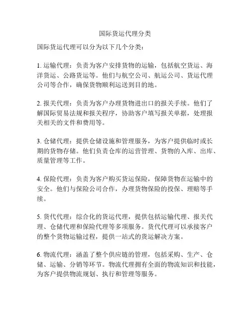 国际货运代理分类