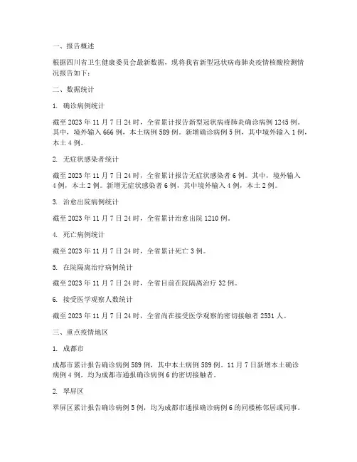 核酸统计情况报告
