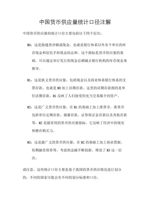 中国货币供应量统计口径注解