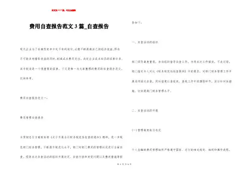 费用自查报告范文3篇_自查报告