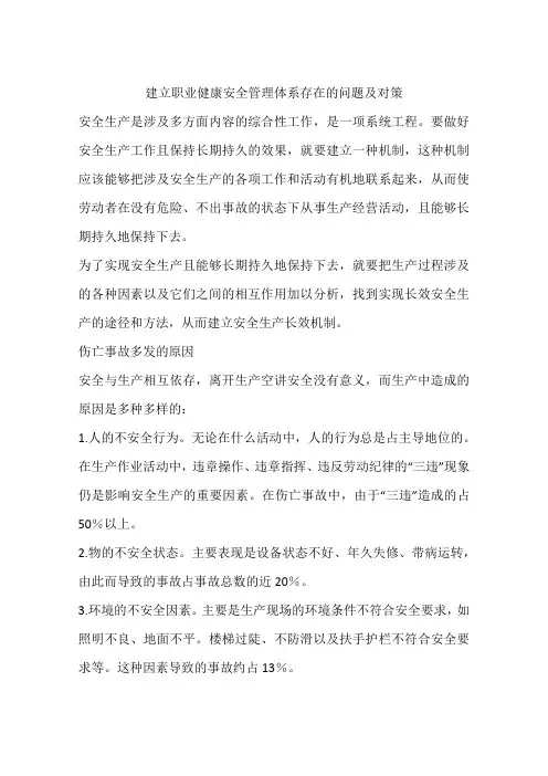 建立职业健康安全管理体系存在的问题及对策