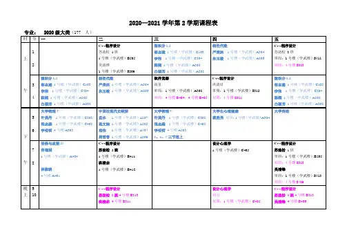 2020—2021学年第2学期课程表