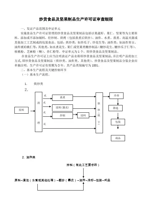 炒货食品及坚果制品生产许可证审查细则