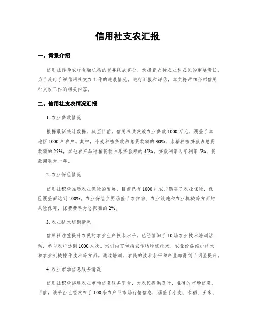 信用社支农汇报