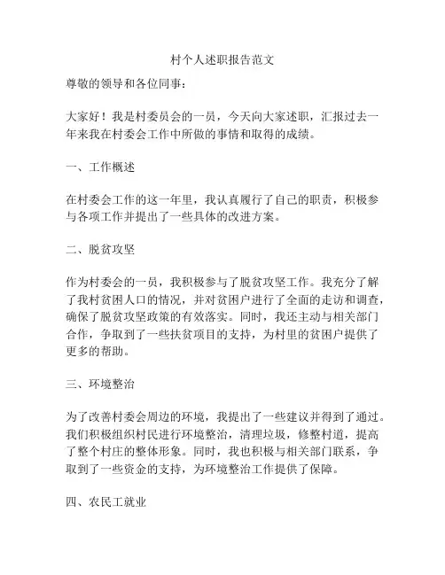 村个人述职报告范文