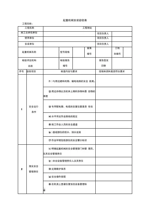 起重机械安装验收表