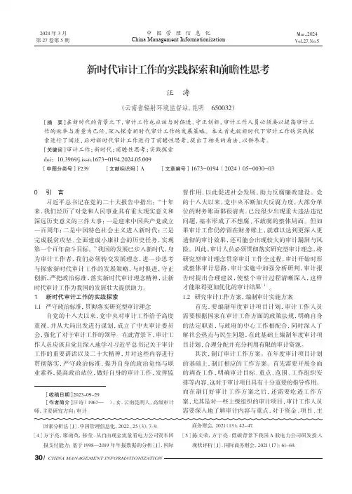 新时代审计工作的实践探索和前瞻性思考