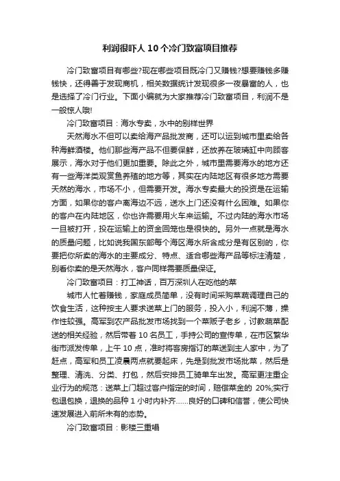 利润很吓人10个冷门致富项目推荐