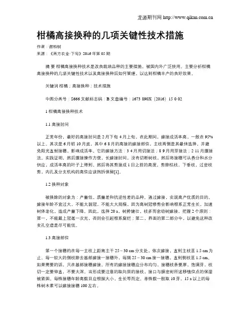 柑橘高接换种的几项关键性技术措施