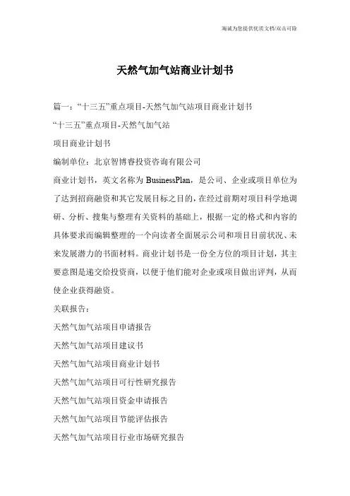 天然气加气站商业计划书