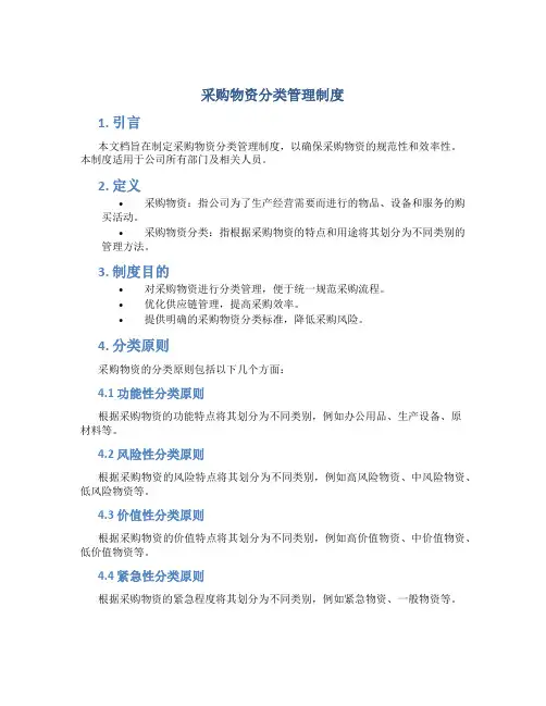 采购物资分类管理制度