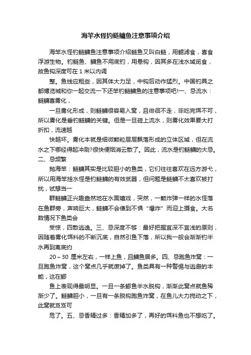 海竿水怪钓鲢鳙鱼注意事项介绍