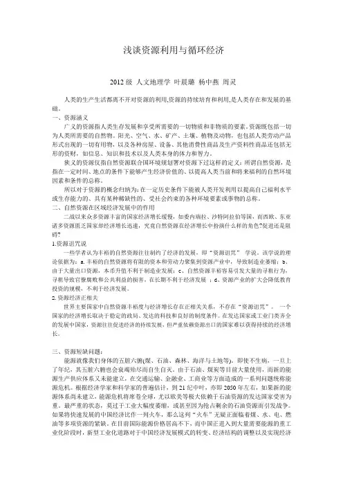 浅谈资源利用与循环经济