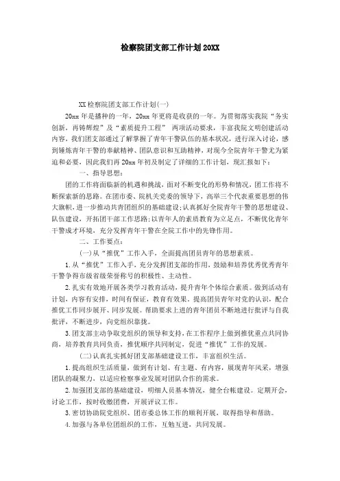 检察院团支部工作计划20XX-模板
