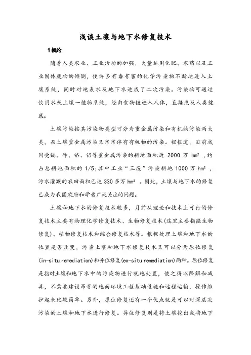 浅谈土壤与地下水修复技术