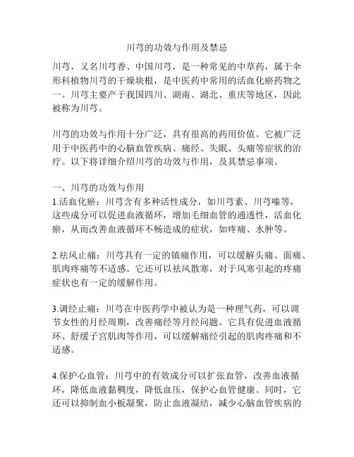 川芎的功效与作用及禁忌