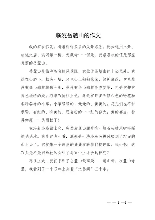 临洮岳麓山的作文