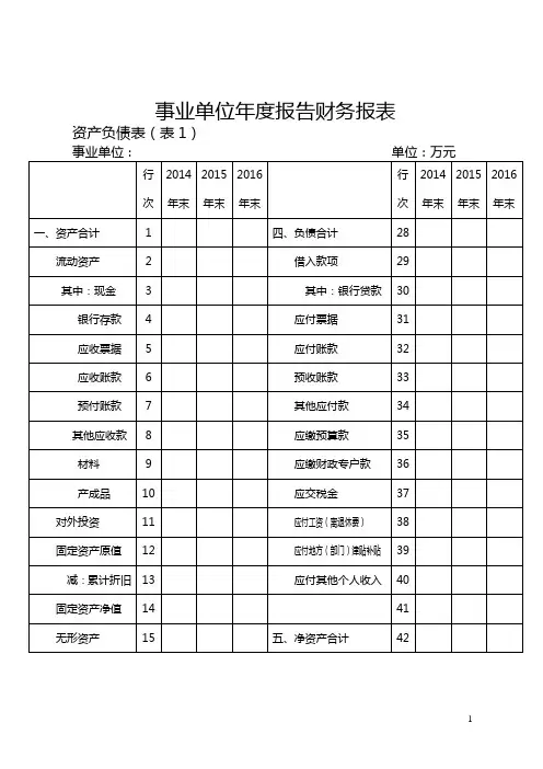 事业单位报告财务报表.doc