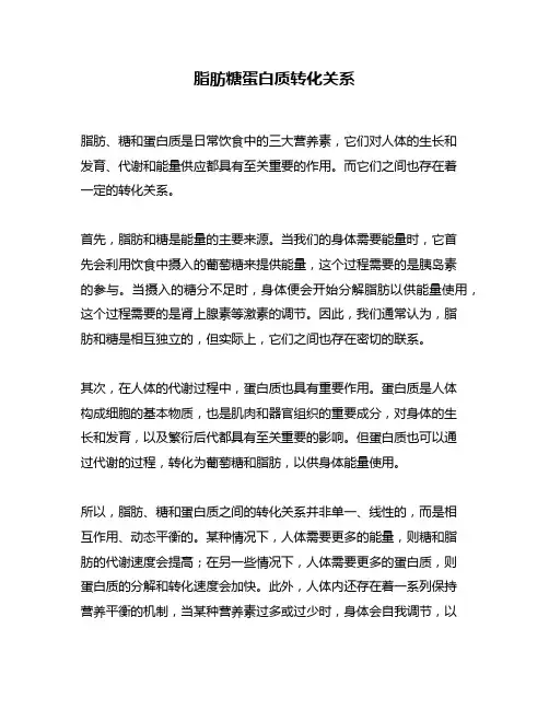 脂肪糖蛋白质转化关系