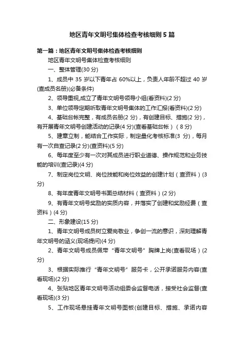 地区青年文明号集体检查考核细则5篇