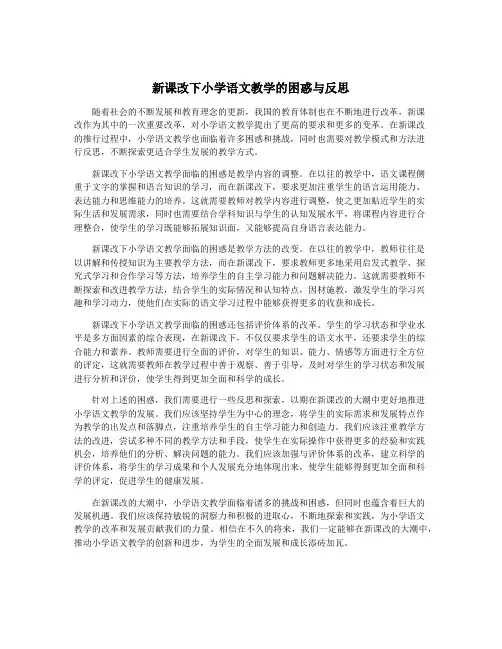 新课改下小学语文教学的困惑与反思