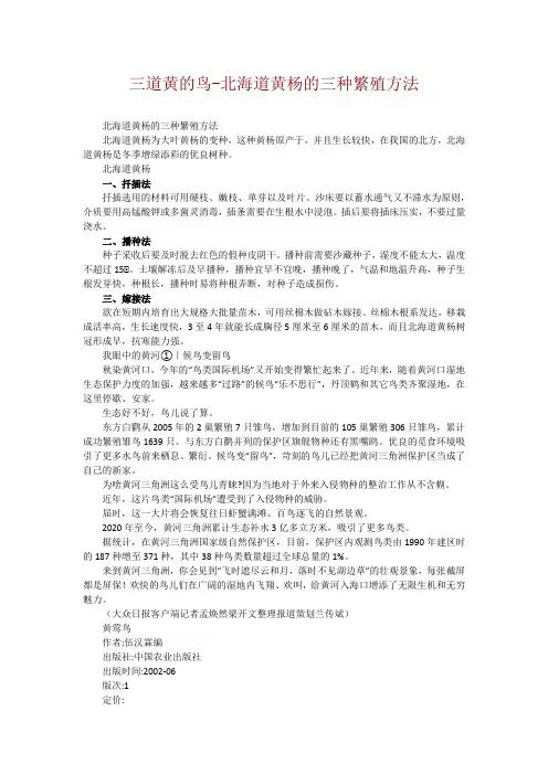 三道黄的鸟-北海道黄杨的三种繁殖方法