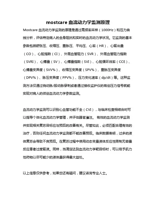 mostcare血流动力学监测原理