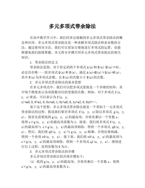 多元多项式带余除法