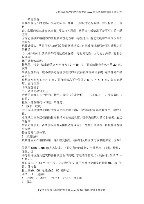 简述砖砌体的砌筑工艺