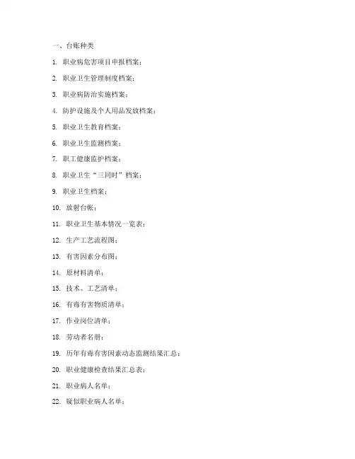 职业卫生台账管理制度
