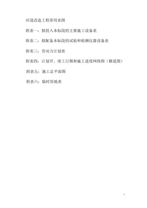河道改造工程常用表图