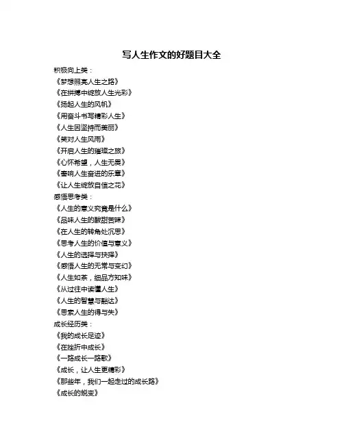写人生作文的好题目大全