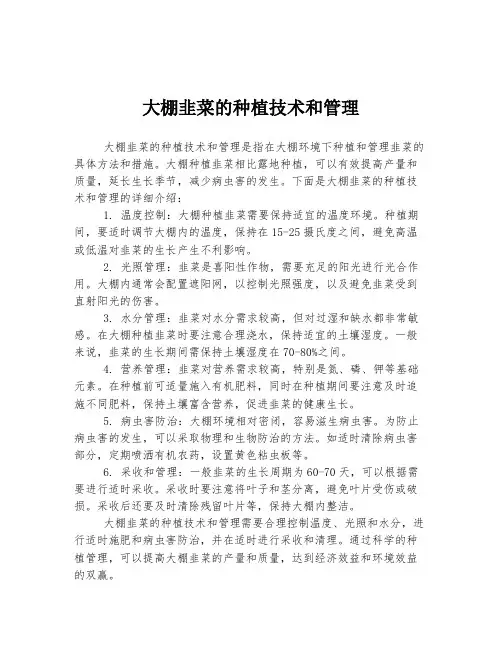 大棚韭菜的种植技术和管理