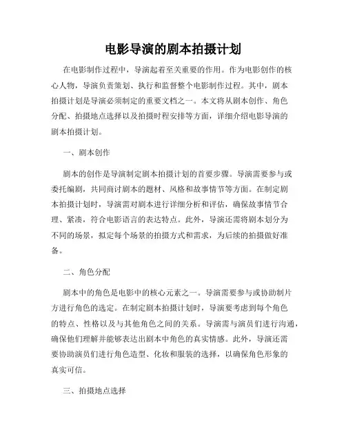 电影导演的剧本拍摄计划