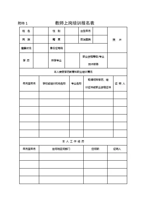 最新整理1教师上岗培训报名表.doc