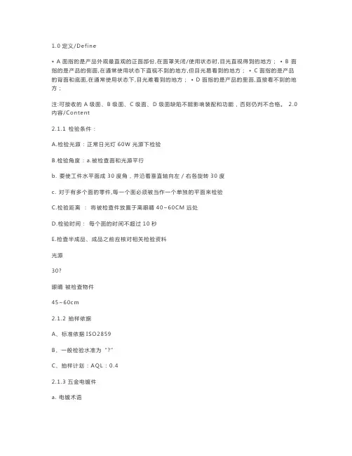 电镀件检验标准
