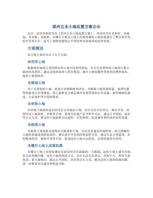 滨州五未土地处置方案公示