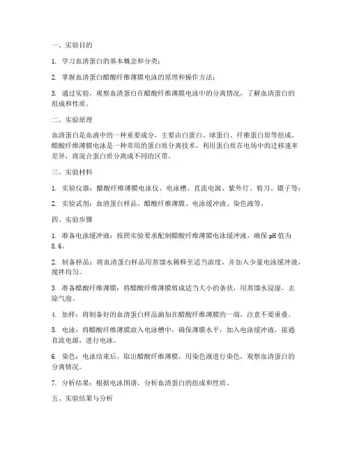 血清蛋白实验报告