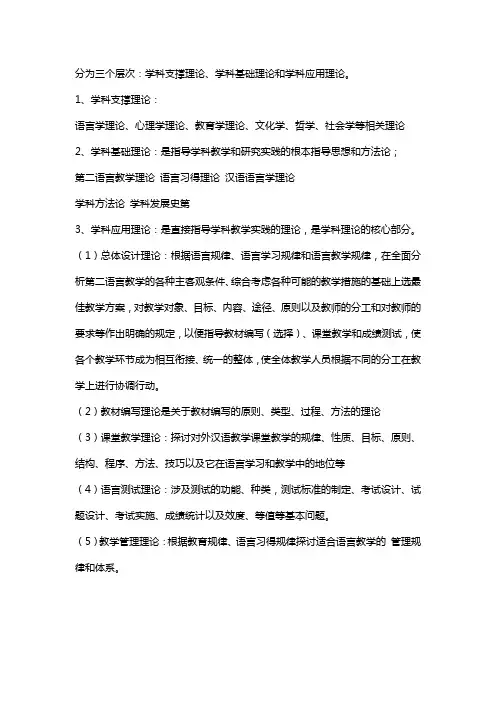 对外汉语教育的学科层次