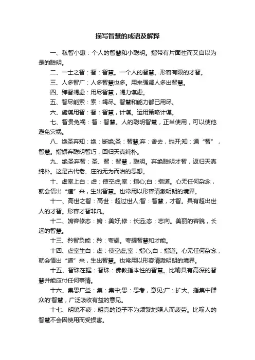 描写智慧的成语及解释