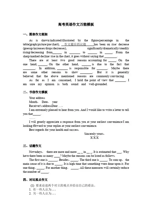 (完整word版)高中英语作文模板、高考英语作文万能模板(word文档良心出品)