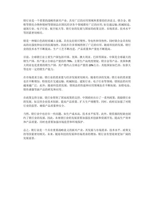 镁行业概述