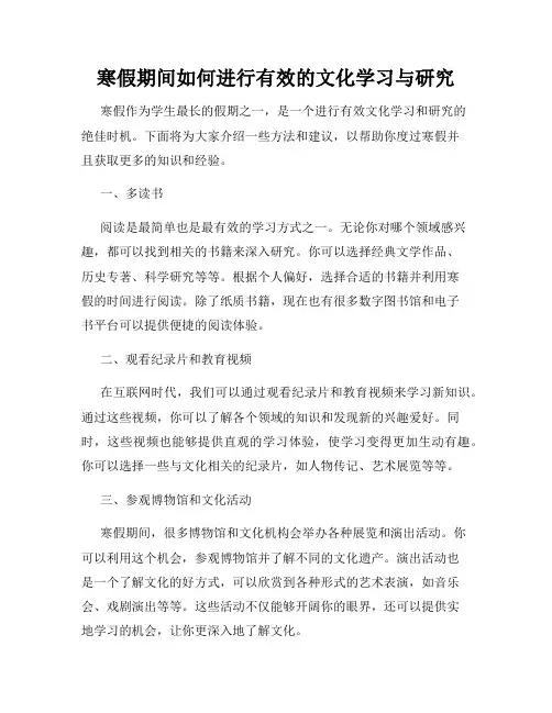 寒假期间如何进行有效的文化学习与研究