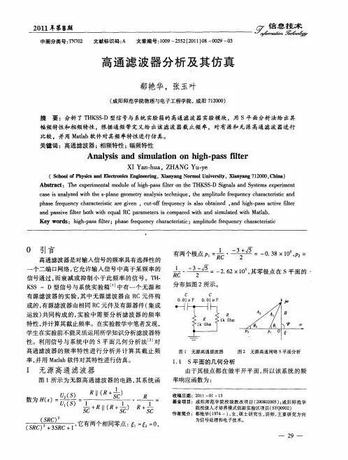 高通滤波器分析及其仿真